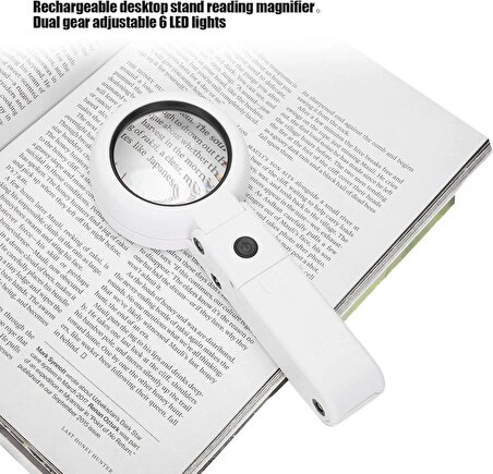 5X 11x Büyüteç, USB 8 Led Işıklar El Standı Masaüstü Aydınlatmalı Büyüteç Okuma Tamiri için (Pilsiz)