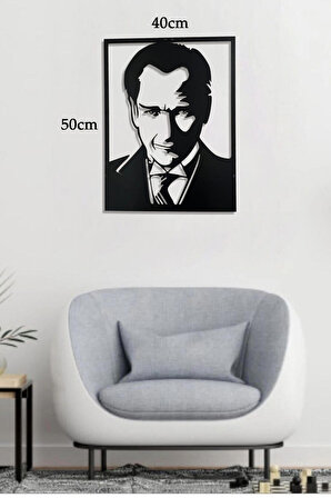 Ensa Design Atatürk Portre-Ahşap Duvar Dekoru-Ahşap Tablo-40x50cm