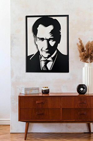 Ensa Design Atatürk Portre-Ahşap Duvar Dekoru-Ahşap Tablo-40x50cm