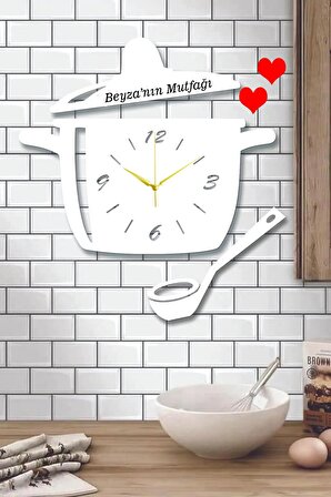 Ensa Design Mutfak Duvar Saati Tencere Kapak Modelli - İsim Yazılabilir