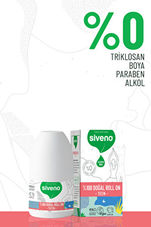 Siveno %100 Doğal Roll-on Teen Girl Genç Kız Deodorant Ter Kokusu Önleyici Bitkisel Lekesiz Vegan 50 ml
