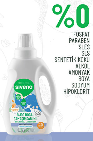 Siveno %100 Doğal Çamaşır Sabunu Siveno %100 Bitkisel Deterjan Yumuşatıcı Gerektirmez Konsantre Vegan 750 ml
