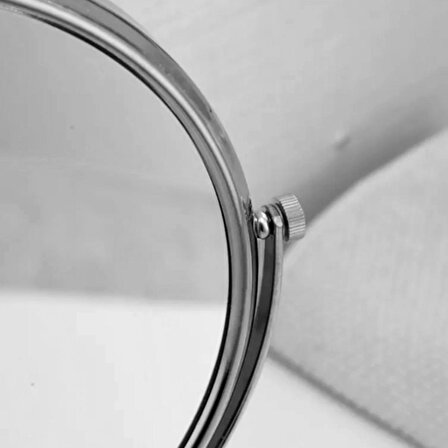 360 Derece Dönebilen Plastik Makyaj Aynası Masa Aynası Gümüş Renk Oval