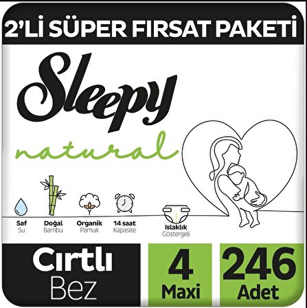 Sleepy Natural 4 Numara Maxi 3x82'li Cırtlı Bez