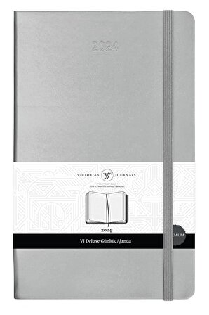 Victoria's Journals 2024 Deluxe Günlük Ajanda 9x14 Yaldızlı Gümüş 