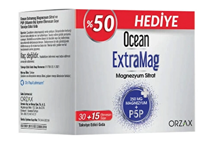 Orzax Ocean Extramag Magnezyum Sitrat Efervesan 30 Saşe + 15 Şase