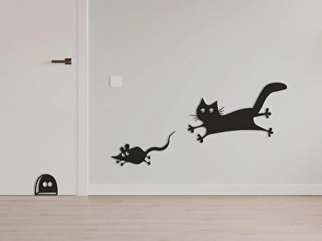 Eğlenceli Kedi ve Fare Duvar Dekorasyonu