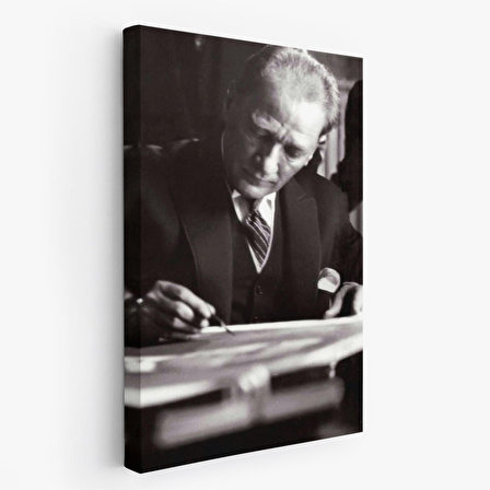 Atatürk Portre Tablosu Mustafa Kemal Atatürk Dikdörtgen Dekoratif Kanvas Duvar Tablosu-FB-126