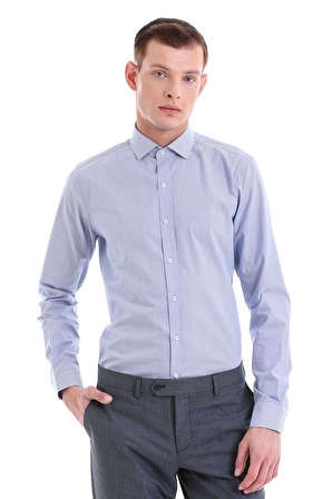 Mavi Comfort Fit Desenli 100% Pamuklu İtalyan Yaka Uzun Kollu Spor Gömlek | M