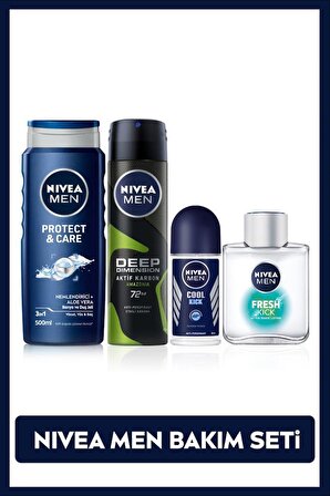 NIVEA MEN Sprey Deodorant 150 ml, Roll-on Deodorant, Duş Jeli, Tıraş Sonrası Losyon