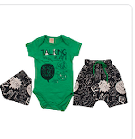 Miniloox Talking Play Erkek Bebek Fularlı Yeşil / Siyah renk 3 Parça Takım 21439