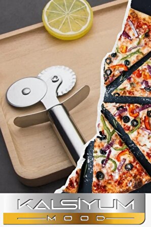 Çelik Çift Başlıklı Pizza Mantı Hamur Kesici Kesme Bıçağı Hamur Ruleti