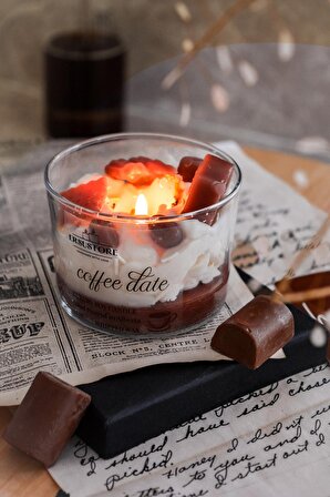 Kakao Kokulu Aromaterapi Kahve Parçacıklı Hediyelik Cupcake Mum
