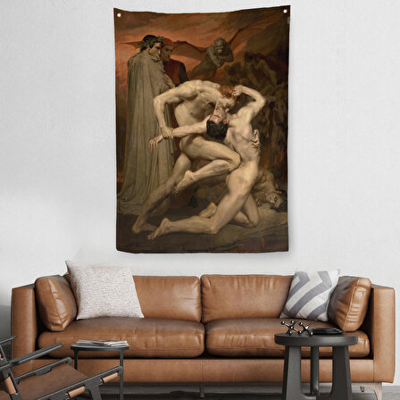 Dante ve Virgil Cehennemde William Adolphe Bouguereau Klasik Duvar Örtüsü - Halısı-5265