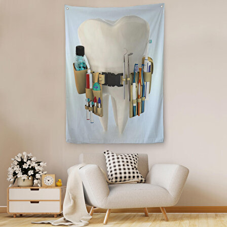 Diş Kliniği, Ağız Bakım Ofisi Dekorasyonu, Diş Hekimi Duvar Örtüsü - Halısı-5300