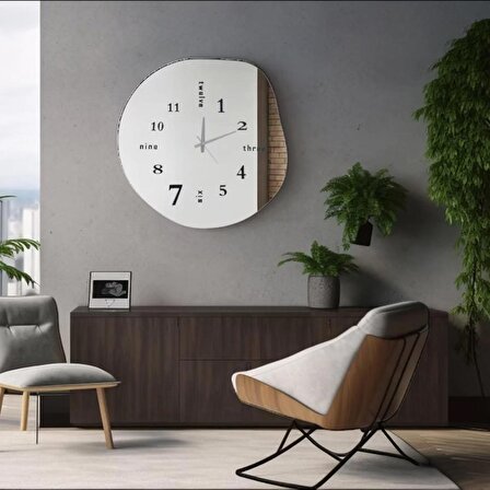 Modern Aynalı  Duvar Saati 50cm
