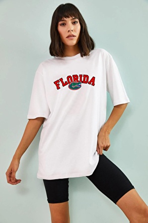 Pamuk Florida Tasarımlı Unisex Siyah T-shirt