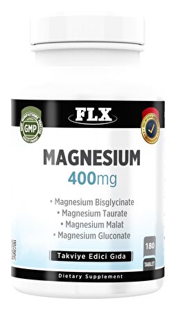 180 Tablet Magnezyum Bisglisinat Malat Taurat Glukonat Magnesium Elementleri 400 Mg