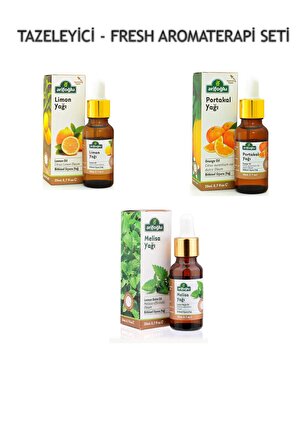Arifoğlu 3 Lü Fresh Tazeleyici Aromaterapi Seti (limon Yağı - Portakal Yağı - Melisa Yağı)