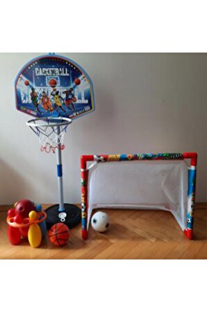 Futbol Kalesi + Ayaklı Basketbol Potası Erkek Çocuk Oyuncakları Oyuncak Futbol Kalesi