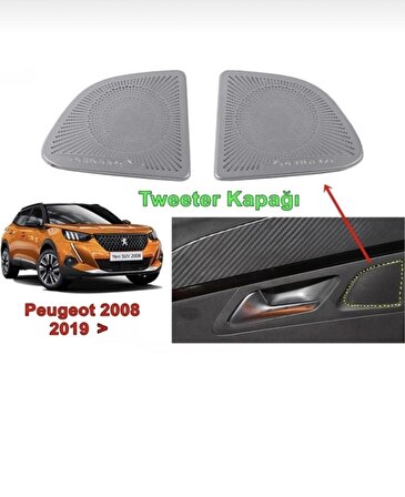 Point Peugeot 2008 Iç Kapı Tweeter Kapağı 2019 Sonrası 2 Prç Aluminyum