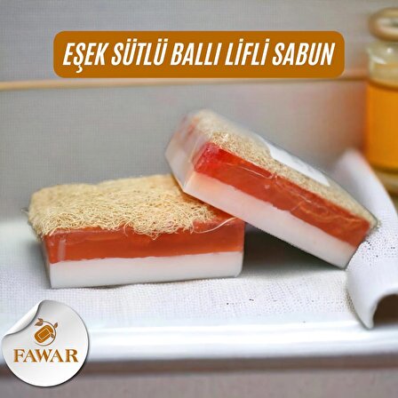 FAWAR El Yapımı Doğal Kabak Lifli Ballı Eşek Sütü Sabunu