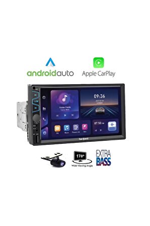 HR-G752 Uyumlu Ayarlanabilir Car Playli Oto Double Teyp 7''inç Bluetooth-Usb-Aux-Sd-Fm +Kamera