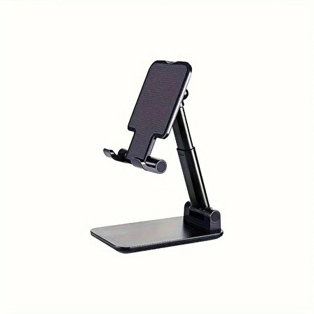 Masaüstü Tablet Ve Telefon Tutucu Stand 2 Kademeli Uzunluk Ayarlı (Siyah)