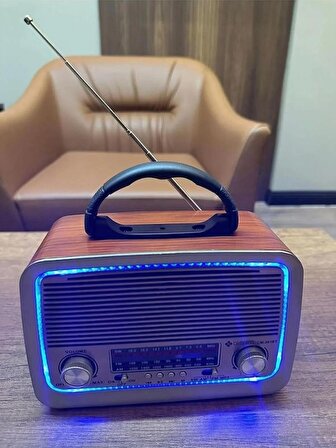 Nostaljik Radyo-301 Bt Nostaljik Radyo Bluetooth + Ledli + Fener + Usb + Sd Card Mp3 Radyo Çalar CN