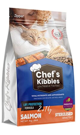 Chef`s Kibbles – Somonlu Kısır Yetişkin Kedi Maması 2+1 Kg