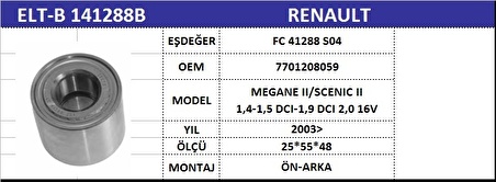 AKS BİLYASI ARKA VKBC20085 MEGANE-II FLUENCE SCENIC-II (02-) BTH1250 7701208059 GOLD