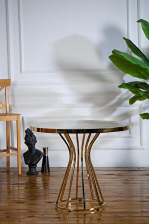 90x90cm Gold Vazo Ayak Mutfak Masası