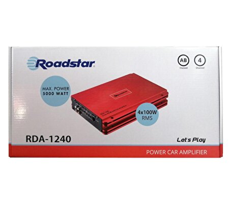 Garaj Dünyası Roadstar RDA-1240 4 Kanal AB Klass Oto Amfi 5000W Maksimum 100W RMS
