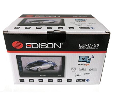 Edison Ed-C720 Double Teyp 7 İnç/4*50W/Bluetooth USB SD/Ön ve Arka Kamera Desteği/ RCA Çıkış
