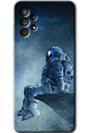 Galaxy A52 Kılıf HD Desen Baskılı Arka Kapak - Astronot Yalnızlığı 