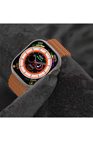 GS8 Watch 8 Ultra Plus Akıllı Saat 2,05 inch Ekran Kablosuz Şarj Çift Kordon Pakete Dahil