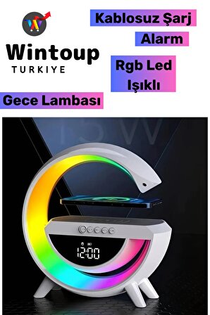 BLUETOOTH G HOPARLÖR RGB LED IŞIKLI SPEAKER ALARM SAAT AUX USB SD KART WİRELESS ŞARJ