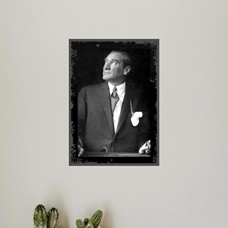 Mustafa Kemal Atatürk Ahşap Retro Vintage Poster28 x 20