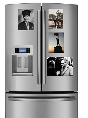 Atatürk Resimli Buzdolabı Süsü Magnet 4 Adet 19,5 x 14,5