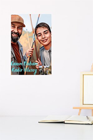 Babaya Özel Çizgi Karakter Poster Çerçevesiz 45 x 30 cm