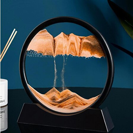 3D Cam Hareketli Turuncu Renk Kum Saati Sanatı