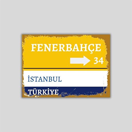 Fenerbahçe Sokak Tabelası Görünümlü Retro Ahşap Poster
