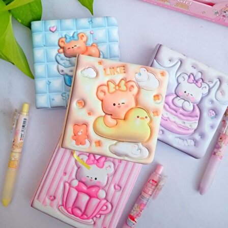 Kawaii Ayıcık Yumuşak Kapaklı Pofidik Defter Hatıra Defteri 1 adet