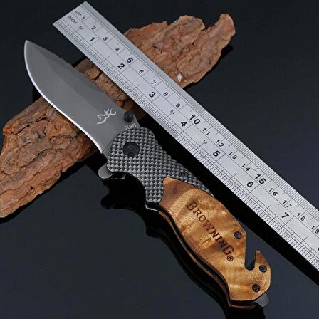 Kişiye Özel Browning Serisi Ahşap Kabzeli Kamp Kurtarma Outdoor Çakı Bıçak