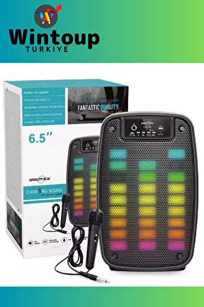 Işıklı Büyük Boy Party Box Bluetooth Hoparlör Taşınabilir Şarjlı Ses Sistemi Radyolu Karaoke BASS