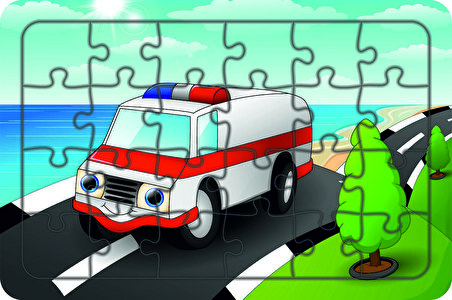 Ambulans 24 Parça Ahşap Çocuk Puzzle Yapboz