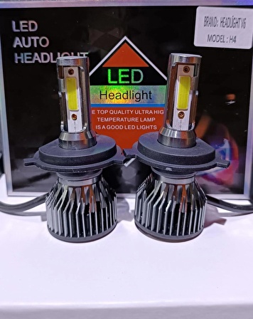  H4 LZDSİLVER V6 LED Xenon Şimşek Etkili Beyaz Renkli Soğutma Fanlı Oto Ampul- GARANTİLİ