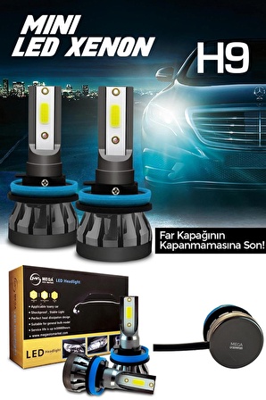 Slim Led Xenon Şimşek Etkili Mini Beyaz H9 Kapak Kapanma Garantili