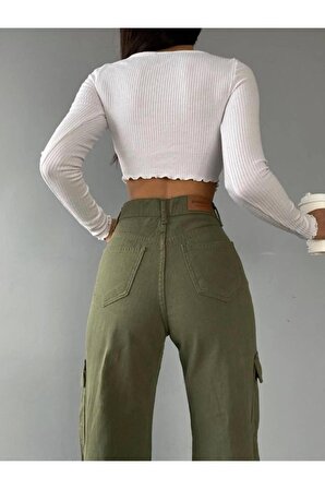 Kadın Beyaz Mom Jean Yüksek Bel Beyaz Mom Kot Pantolon %100 Natural Pamuk