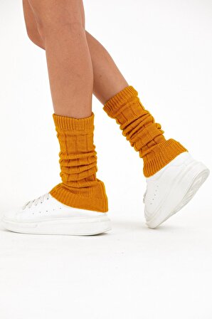 Kadın Kalın Pamuklu Kışlık Tozluk  Bot Çorap Bordo